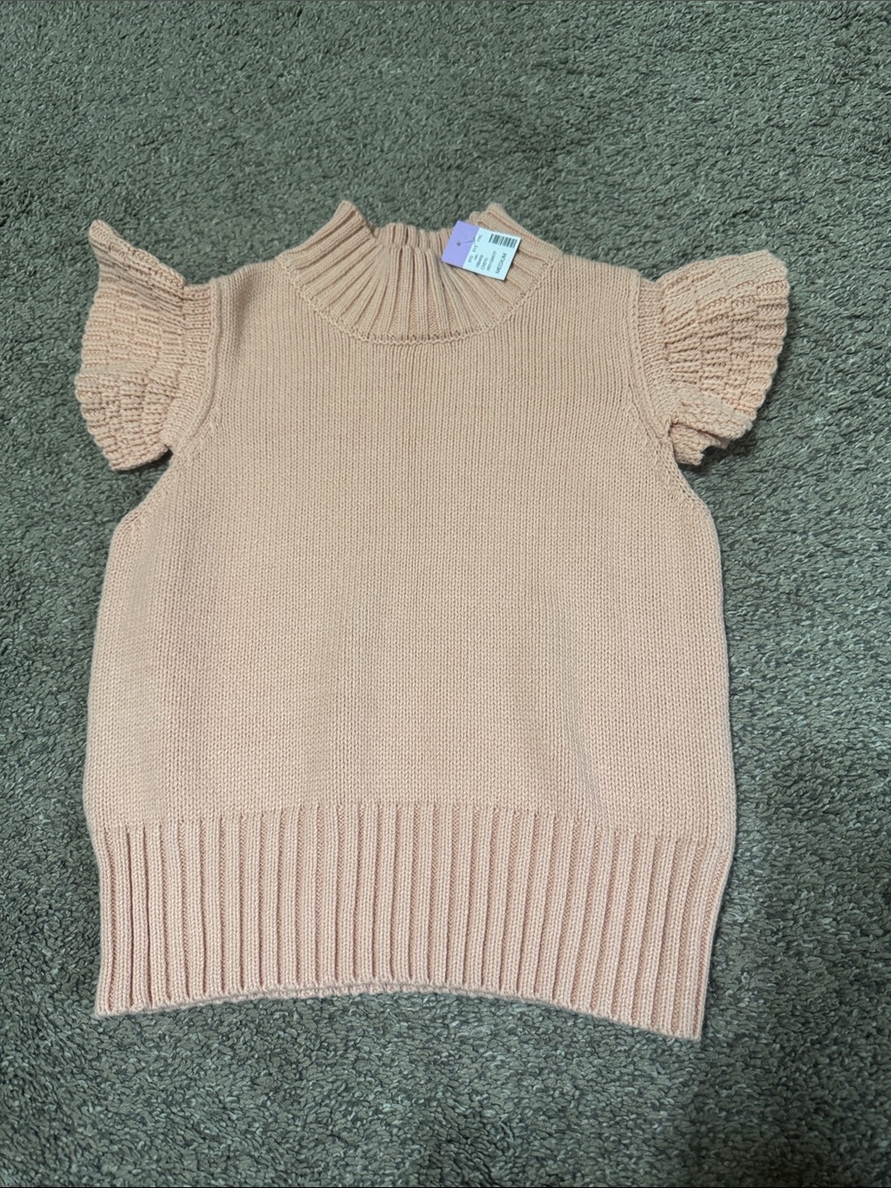 Girls' Short-Sleeve Knit Turtleneck Top - Blush Pink